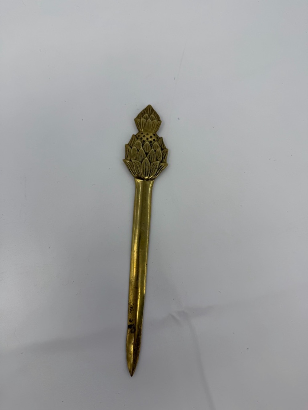 Vintage Brass Pineapple Letter Envelope Mail Opener 8.5” Desk Supplies
